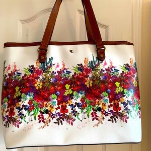 Elliot Lucia Large White Floral Tote